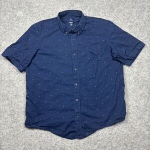 George Classic Fit Short Sleeve Abstract Print Button Shirt Men's XL Blue